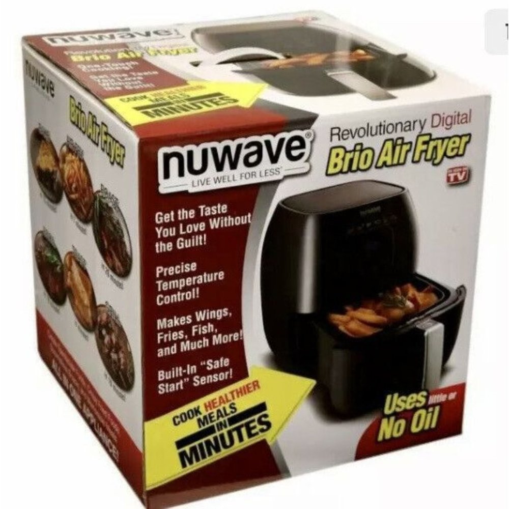 NuWave BRIO 3 Quart AirFryer 2 Piece Non-Stick Digital Touch Screen Black NEW!